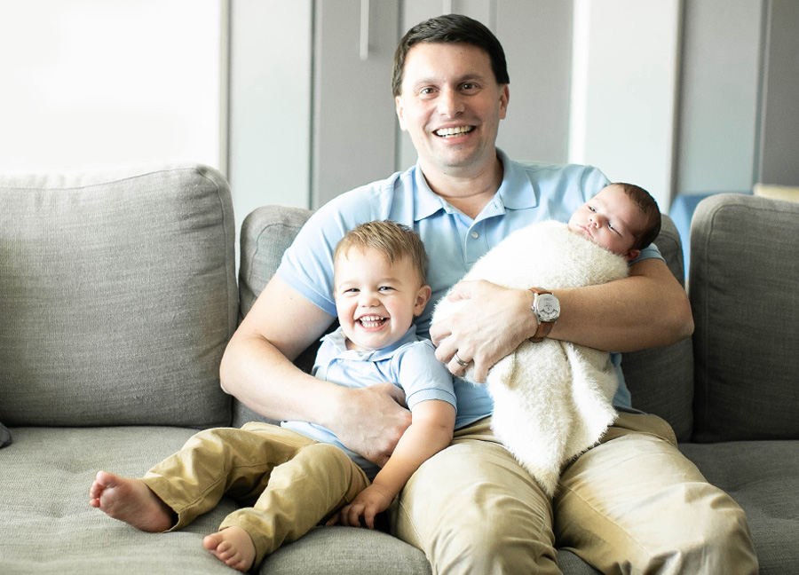 dad, son, and baby captured by a newborn photographer in Northern Virginia