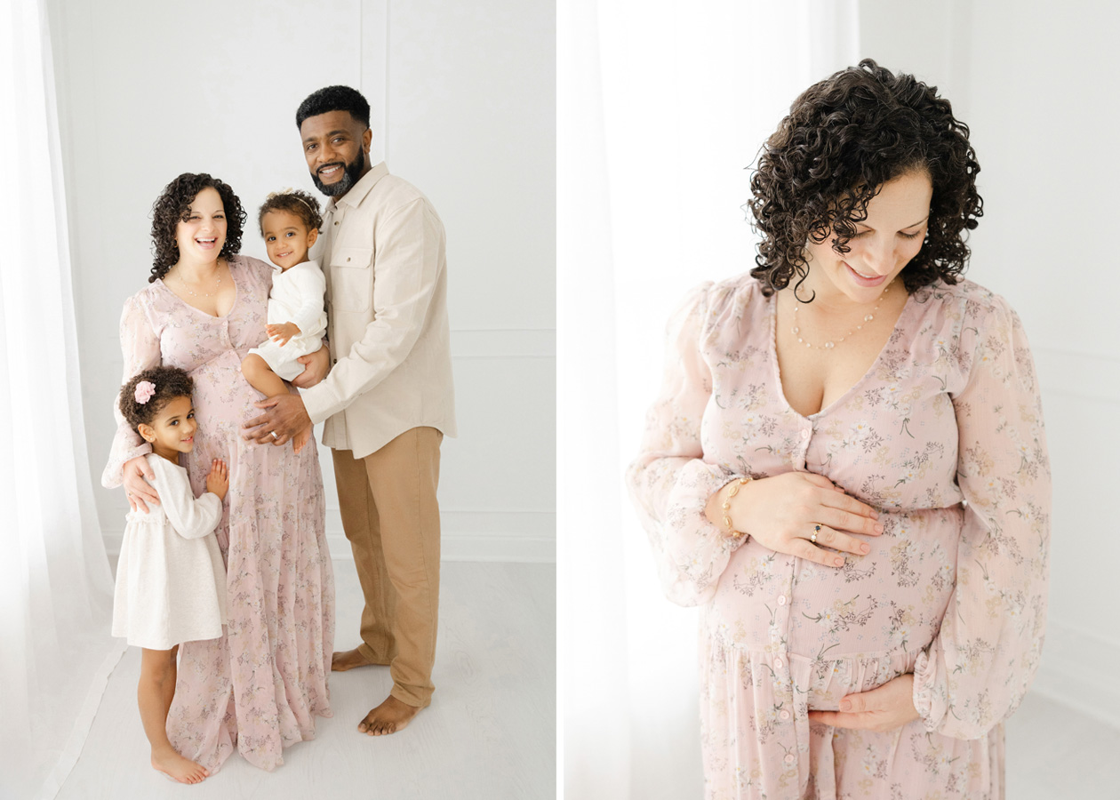 A simple studio maternity session with a family of four