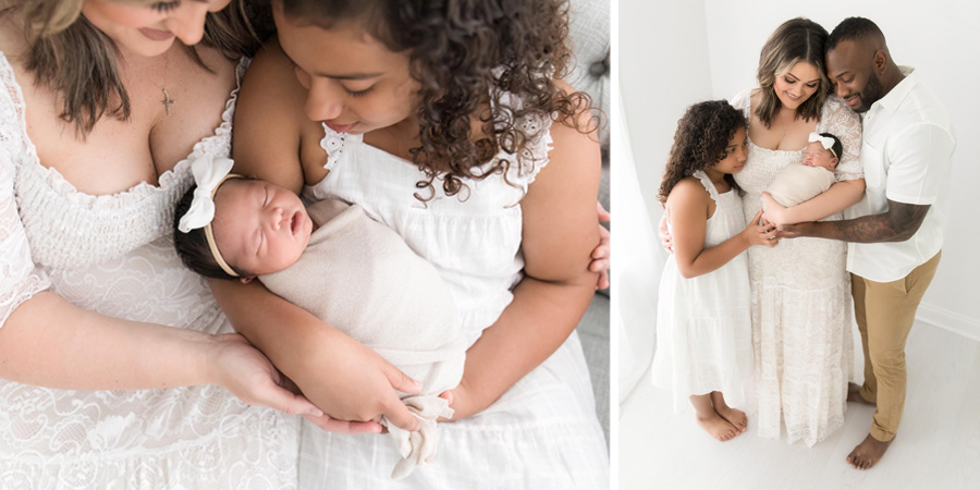 A family of four during their studio newborn photo shoot in Leesburg, VA.