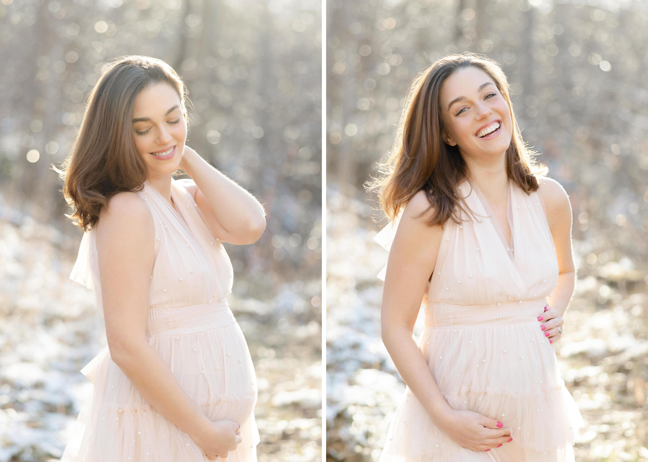 pregnant woman holding her bump captured by a Northern Virginia maternity photographer