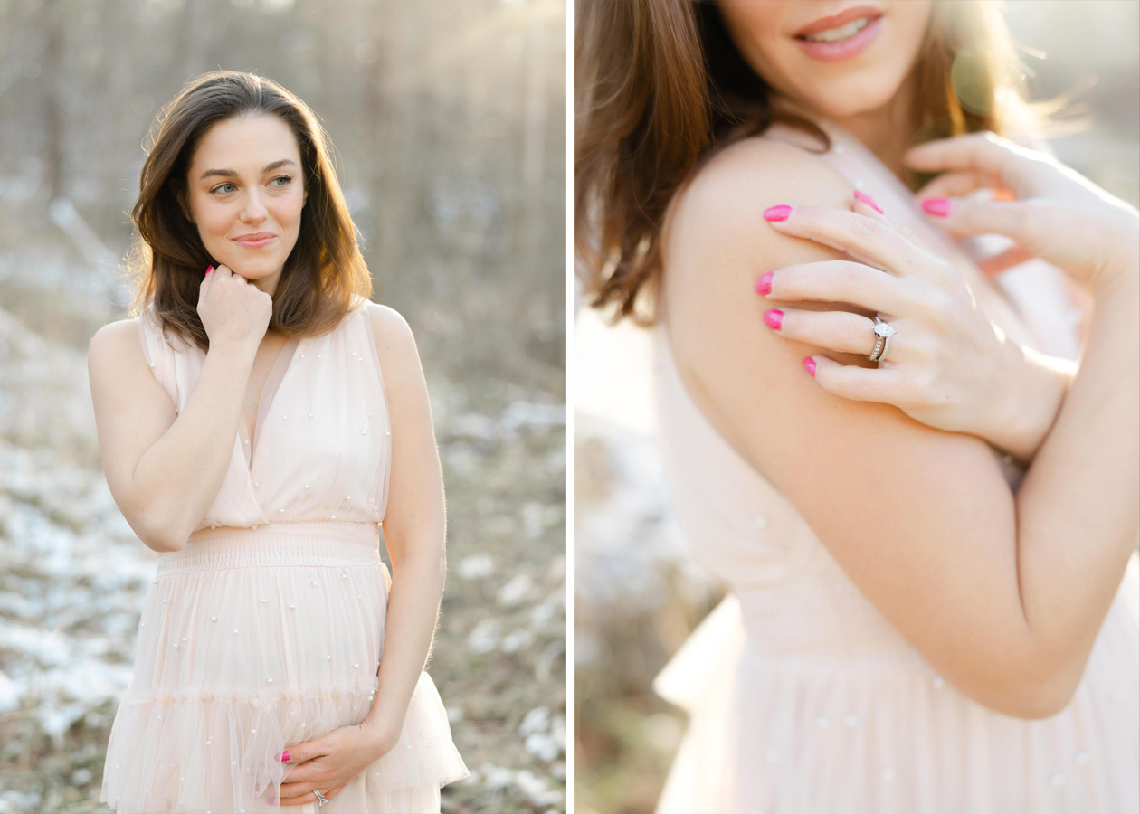 pregnant woman smiling captured by a Northern Virginia maternity photographer