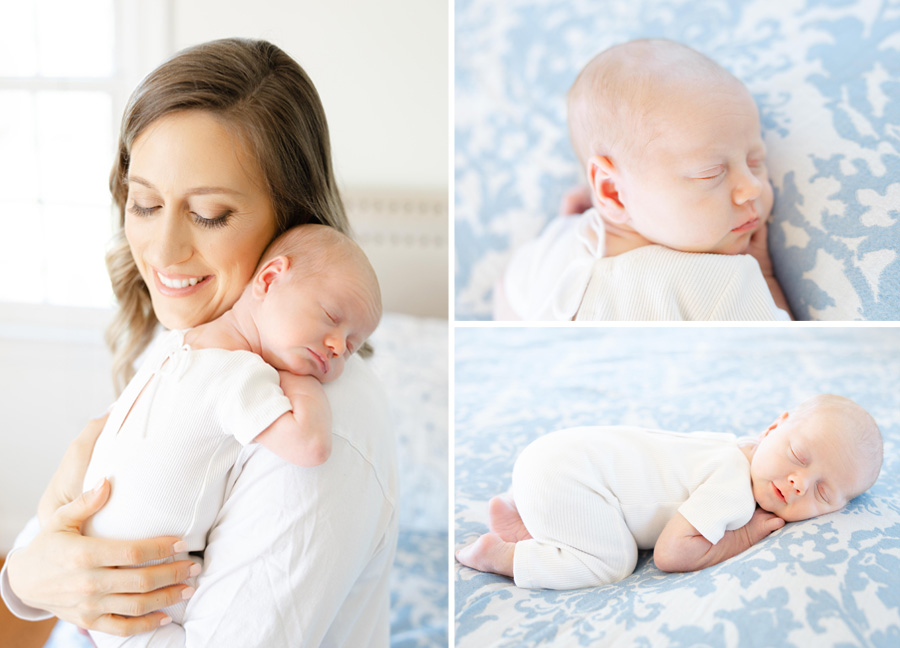 mother and baby snuggling together during a newborn photography session in Northern Virginia