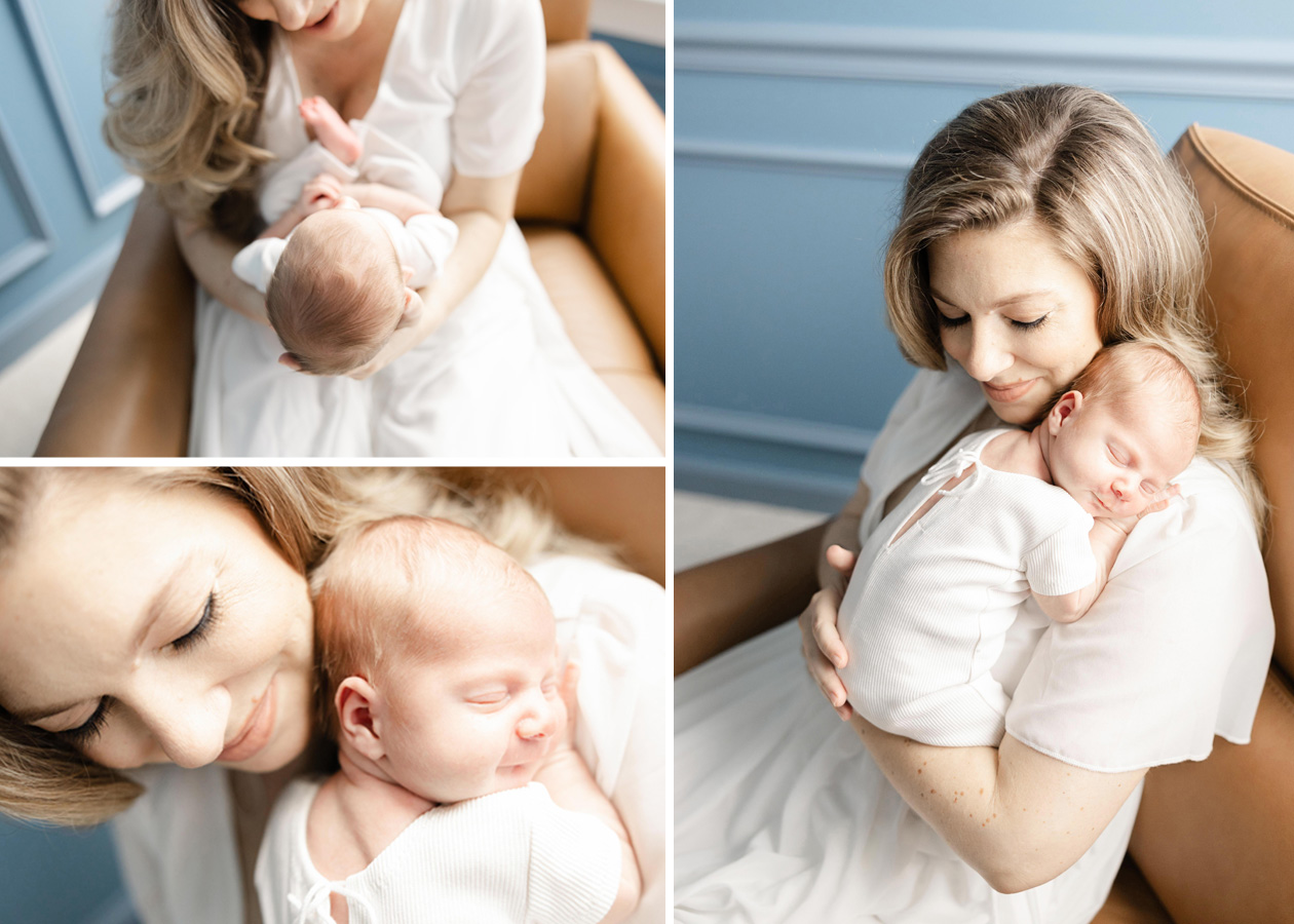 newborn photographer in D.C. captures newborn and their mother snuggling