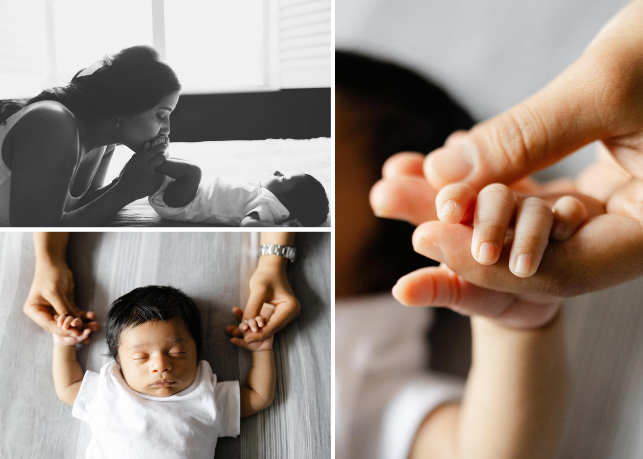 mother and her newborn baby captured by a newborn photographer in Northern Virginia