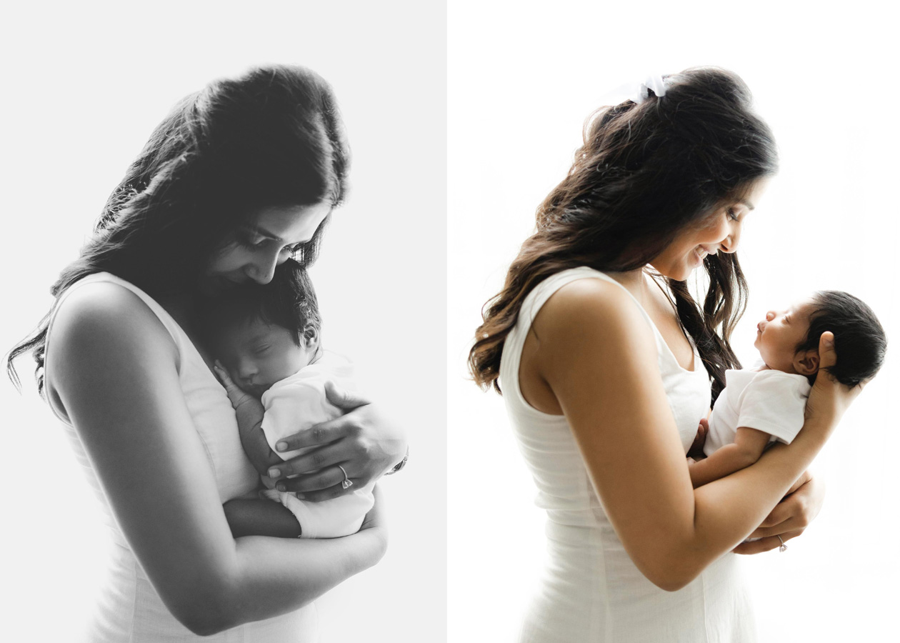 mother and newborn baby snuggling captured by a northern virginia newborn photographer