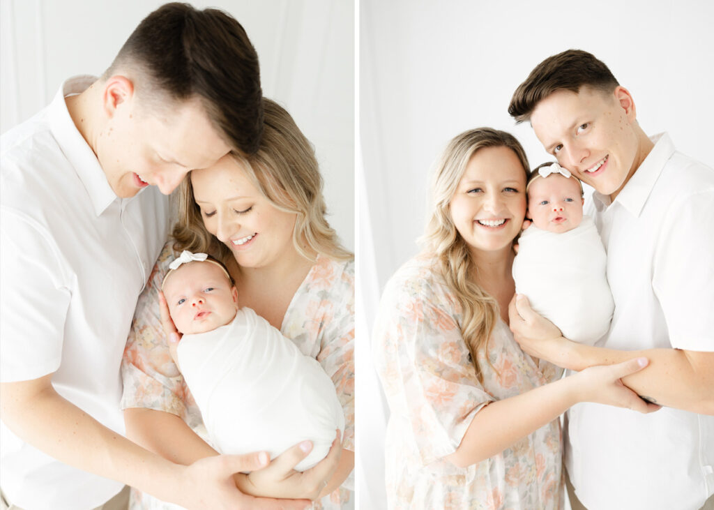 D.C. newborn photographer captures a mom, dad, and newborn smiling