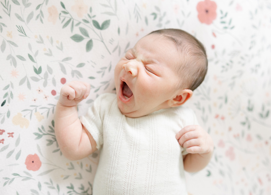 sweet baby yawning captured by a newborn photographer in Northern Virginia