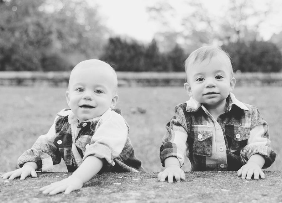 two boys captured in black and white by a family photographer in northern virginia