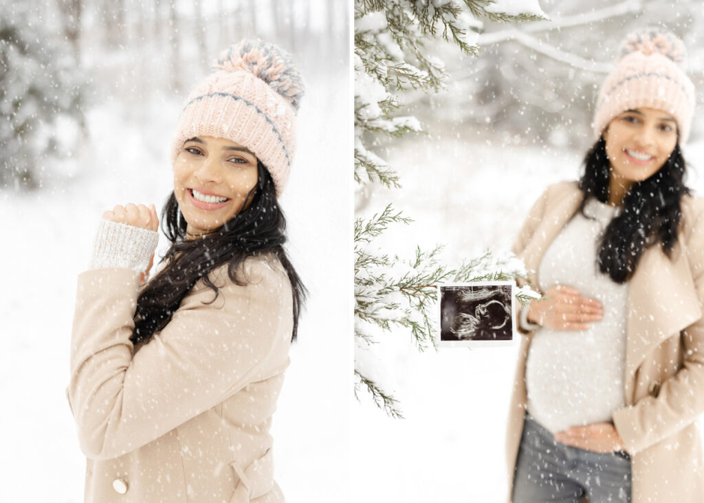 Ultrasound and a pregnant mom smiling