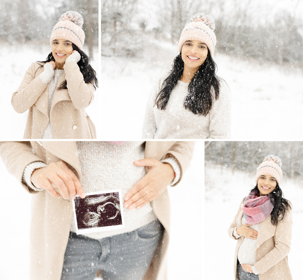 Snowy Pregnancy Announcement Session in Leesburg, Virginia