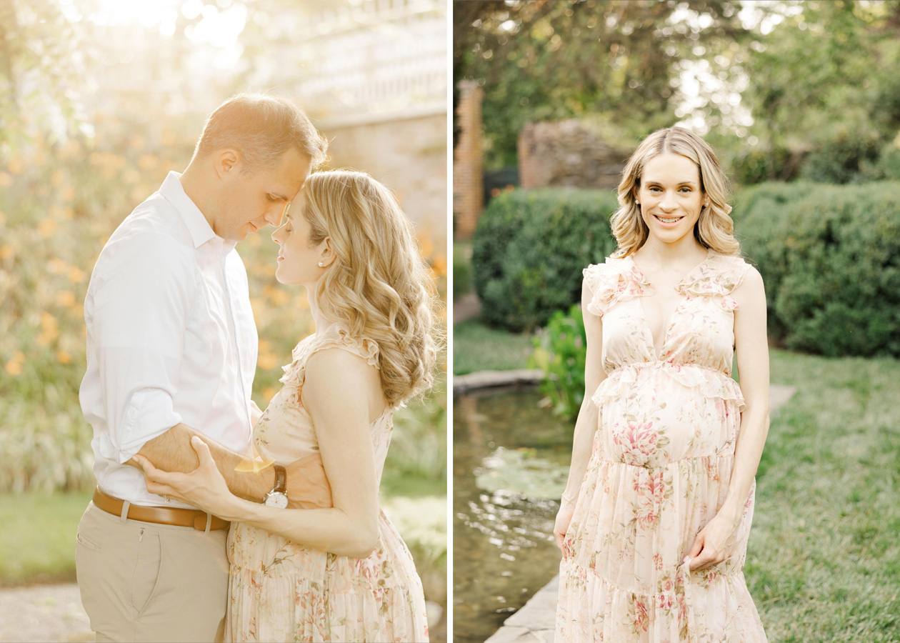 Maternity photographer near me in Northern Virginia featuring maternity photoshoot in gown