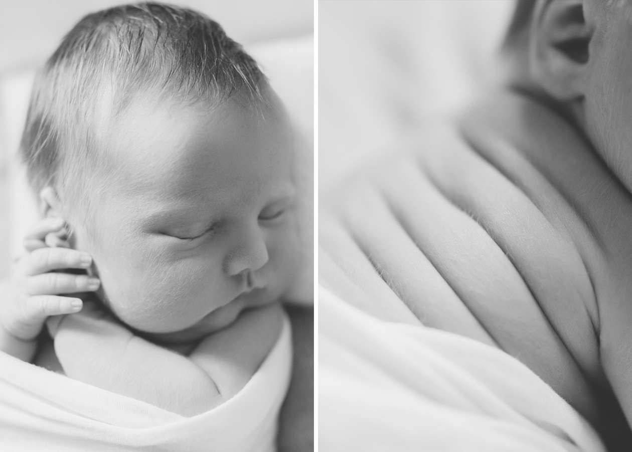 Close-up portrait of newborn baby boy peacefully sleeping during an in-home DC newborn photography session 