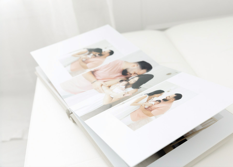 Custom heirloom album that is available with the signature session experience with Stephanie Honikel Photography 